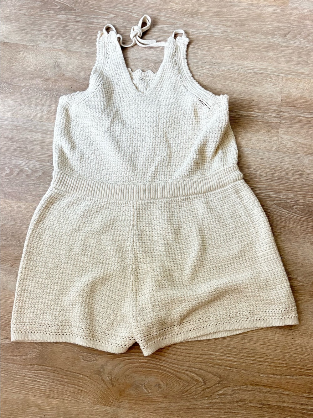 Universal Thread Knit Halter Romper in Cream